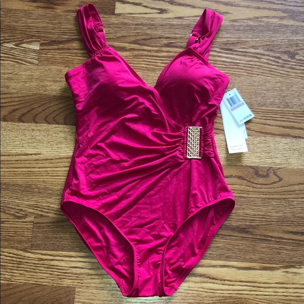 Badgley Mischka Victoria Surplice One-Piece.